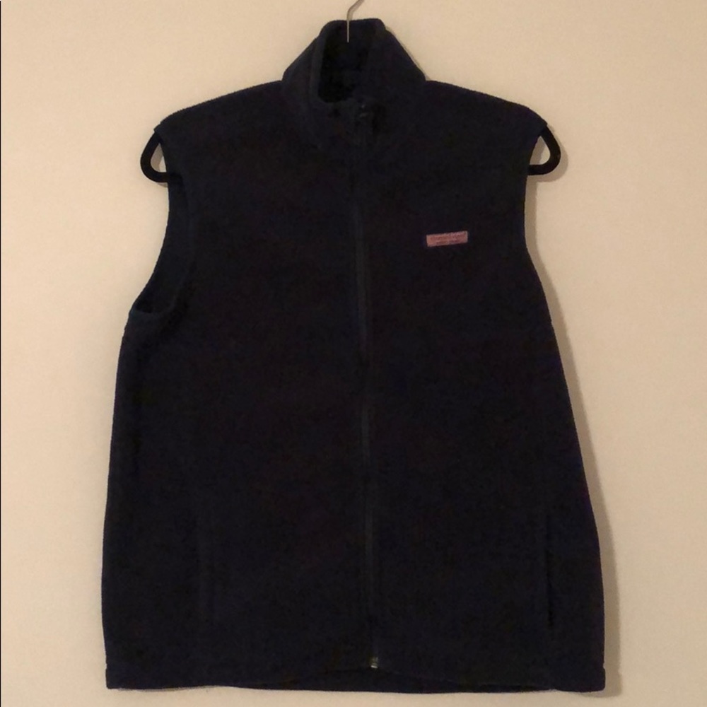 Men’s Medium Vineyard Vines Navy Fleece Vest: - Picture 1 of 4